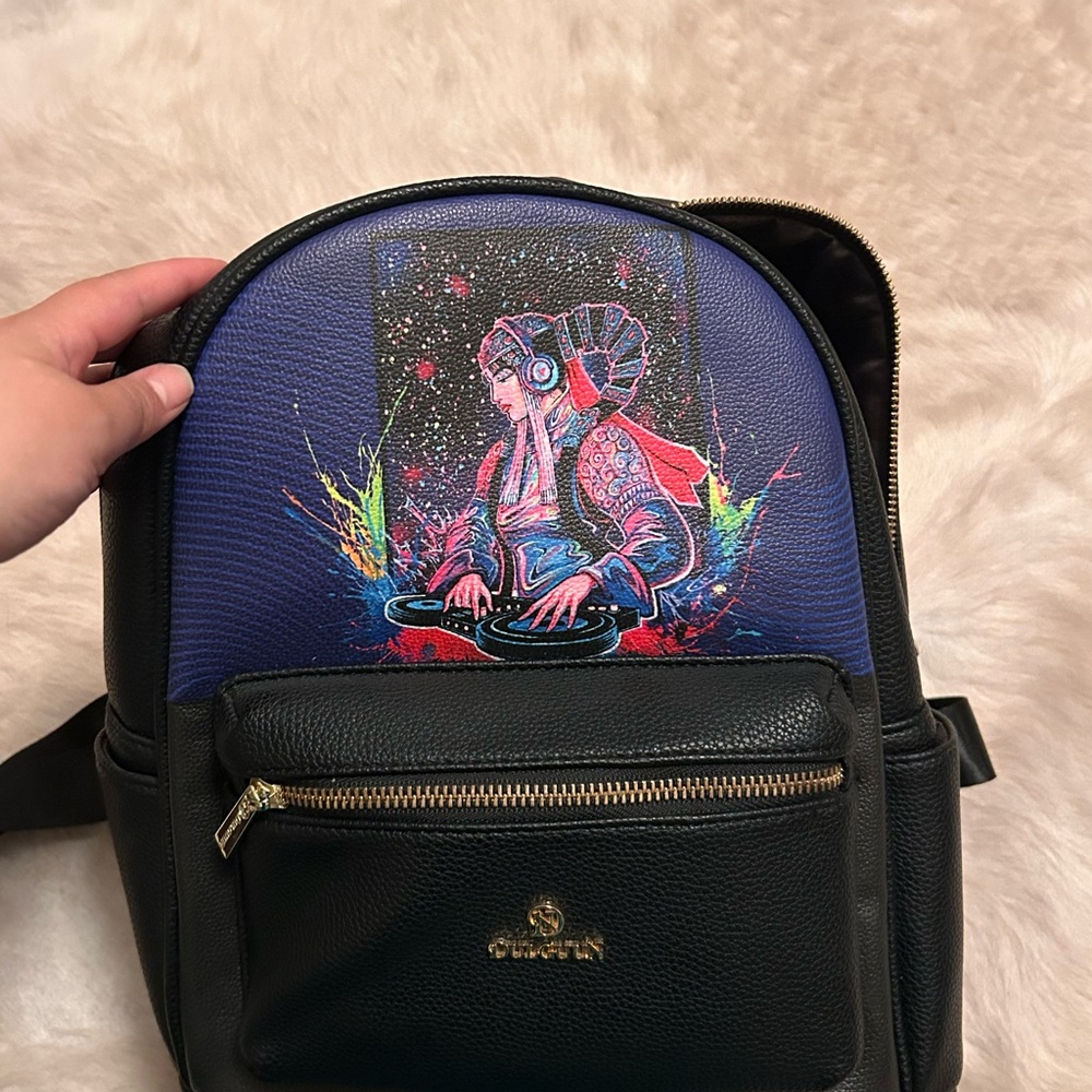 Unk Black Backpack with Colorful DJ Design